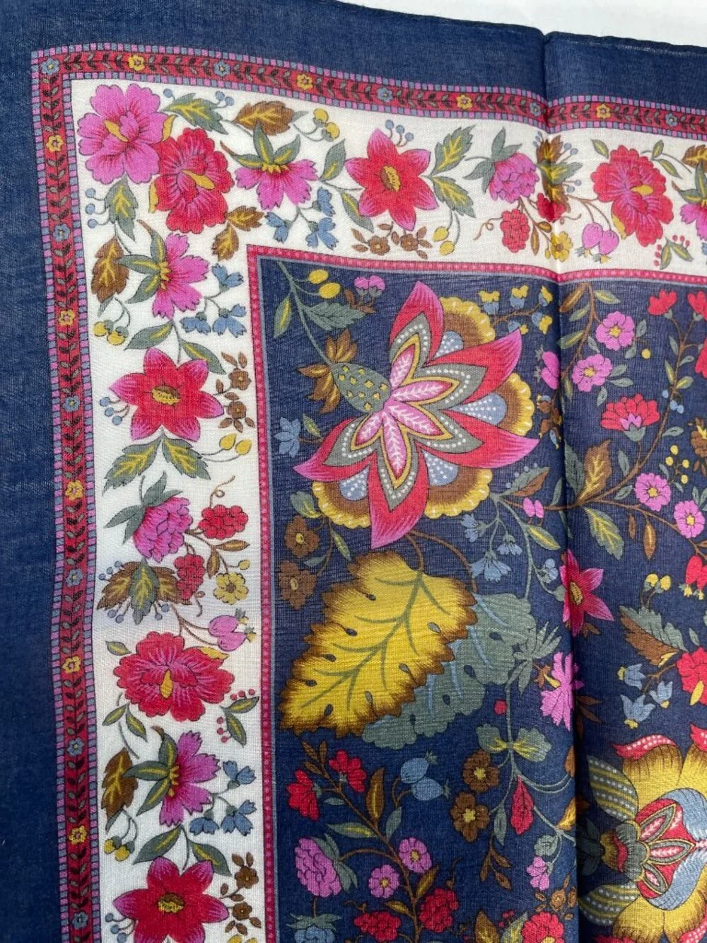 Vintage Yves Saint Laurent Floral Cotton Scarf